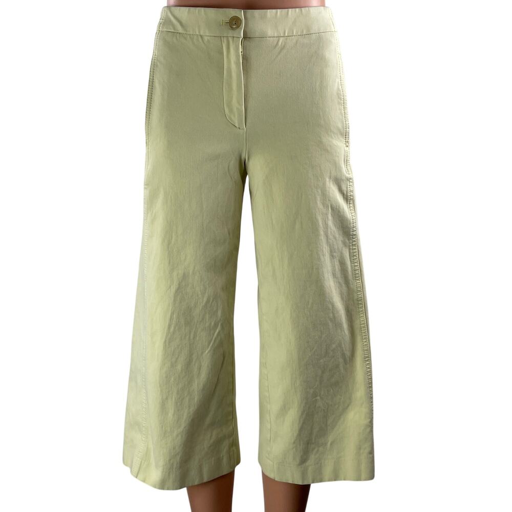 Ann Taylor Womens Green High Rise Wide Leg Baggy Cropped Trousers Pants Size 00P